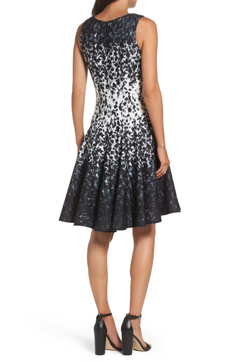 Ponte Fit & Flare Dress, Alternate, color, BLACK/ IVORY