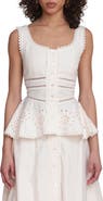 Avec Les Filles Eyelet Peplum Cotton Tank
