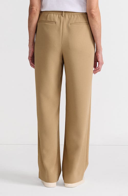 Lands' End Crepe High Rise Pleated Wide Leg Pants In Desert Tan