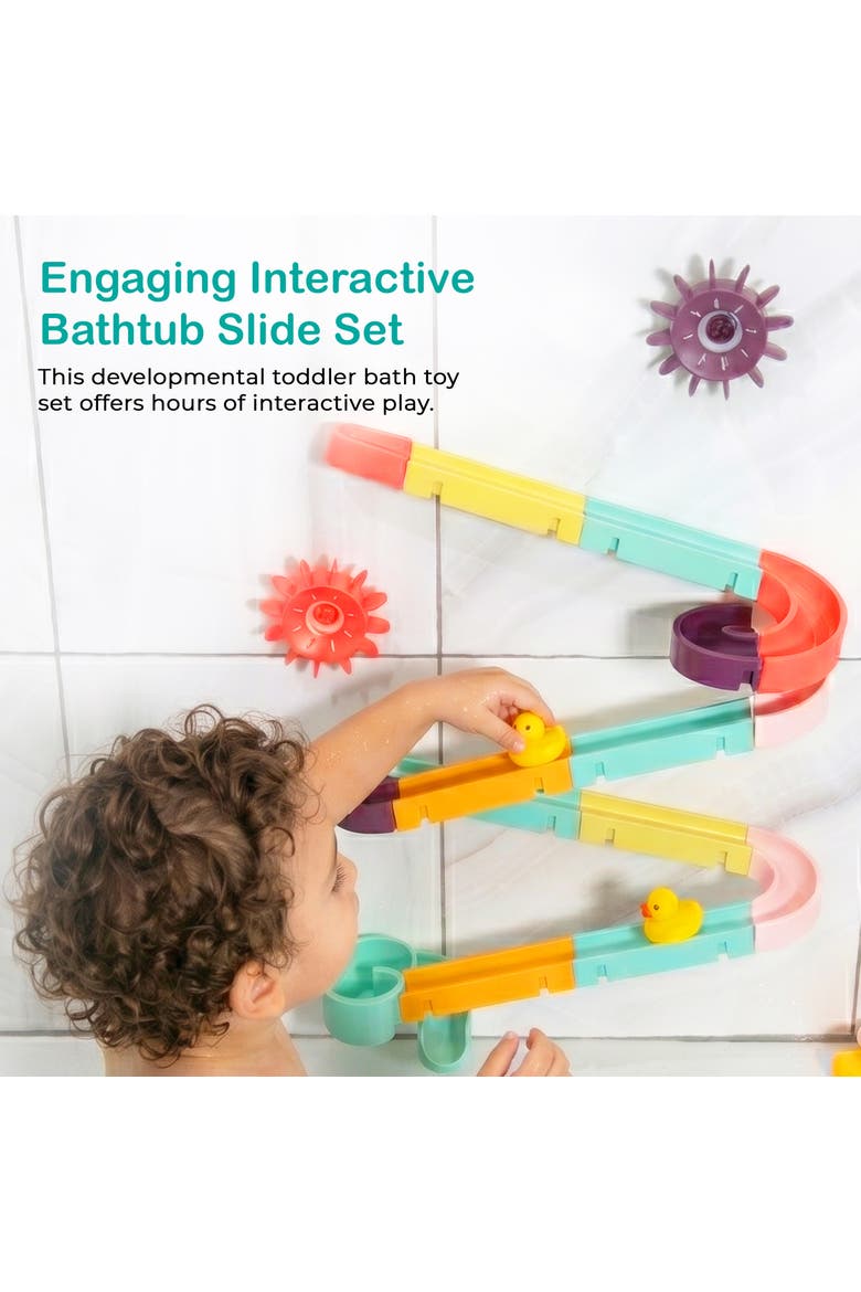 Interactive Bathtub Slide Educational Bath Toy Set, Alternate, color, Multicolor