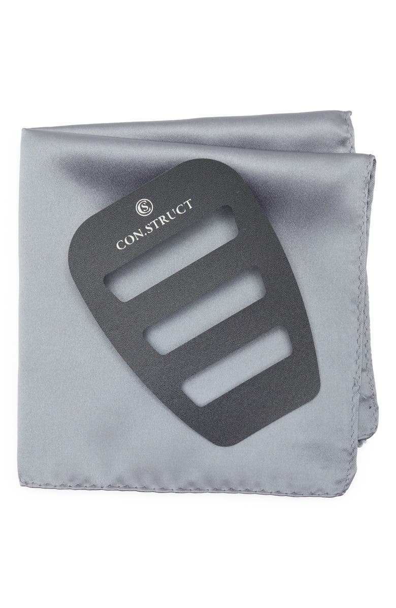 CONSTRUCT Solid Satin Pocket Square, Alternate, color, Smoke