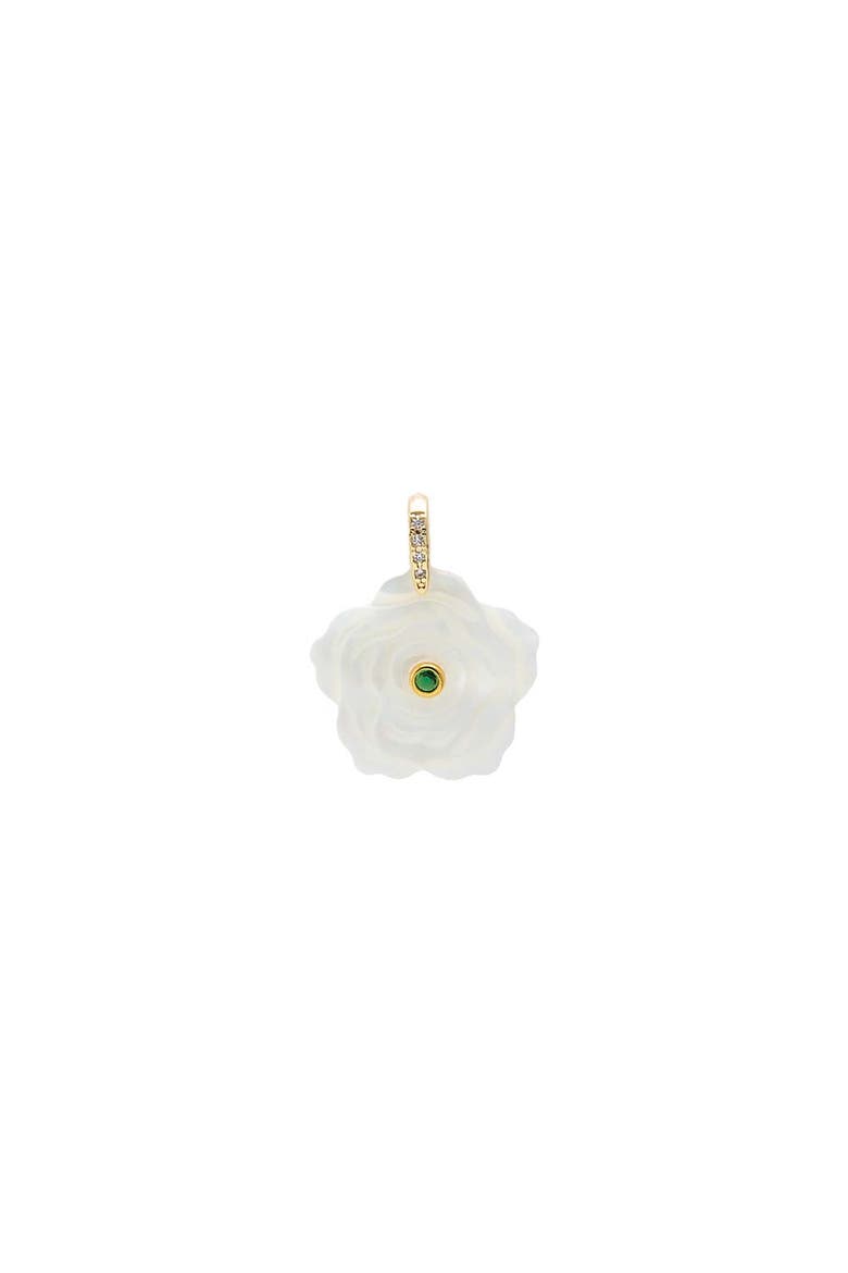 Fancy Colored Center Stone MOP Flower Charm, Main, color, Ruby Red