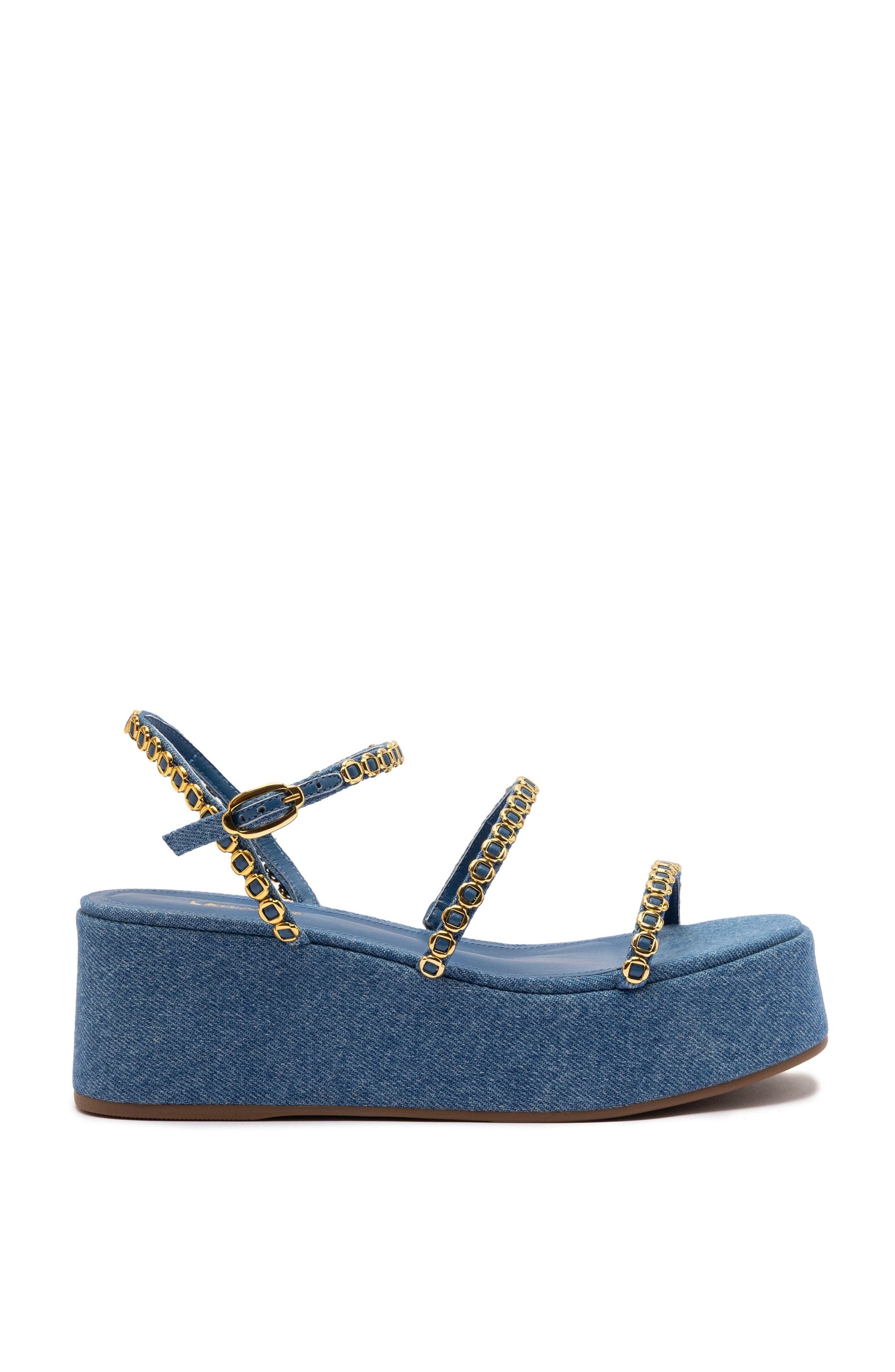 Larroudé Gio Milanina Flatform Sandal, Main, color, Blue