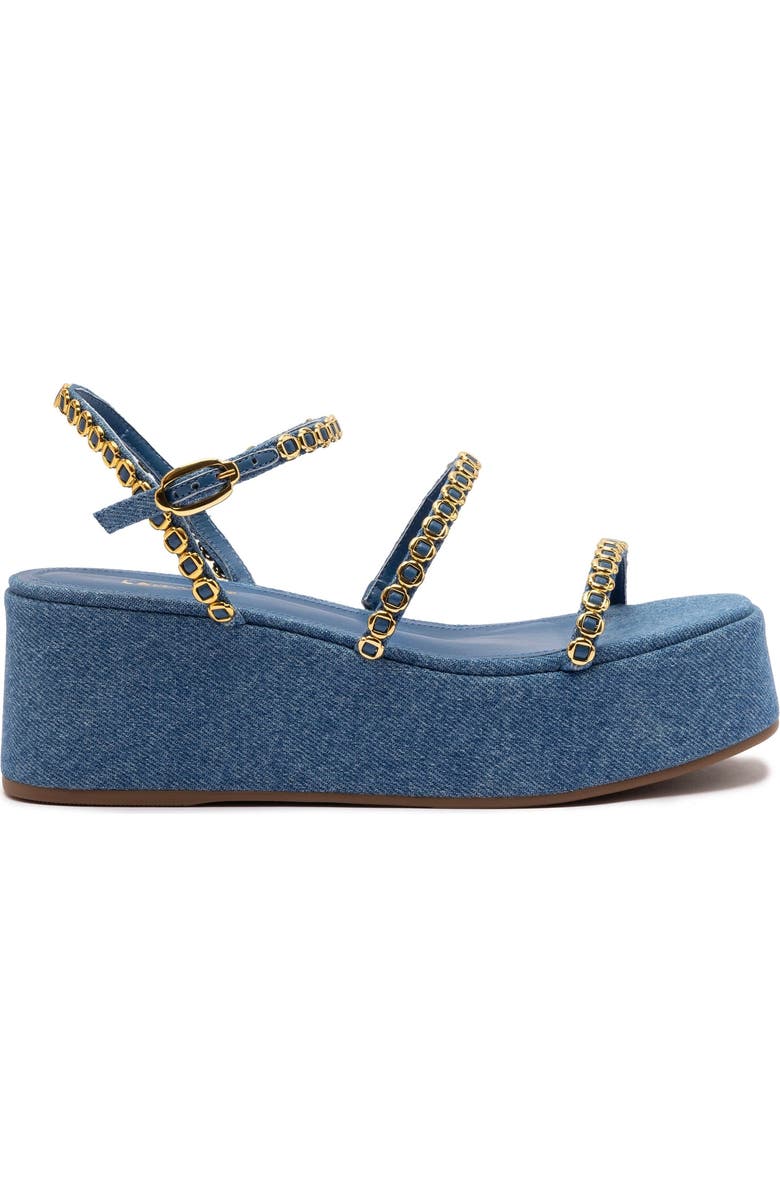 Larroudé Gio Milanina Flatform Sandal, Main, color, Blue