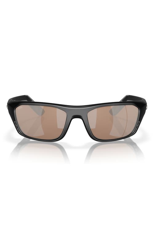 Costa Del Mar 57mm Polarized Rectangular Sunglasses in Black/Copper Silver 580G  product