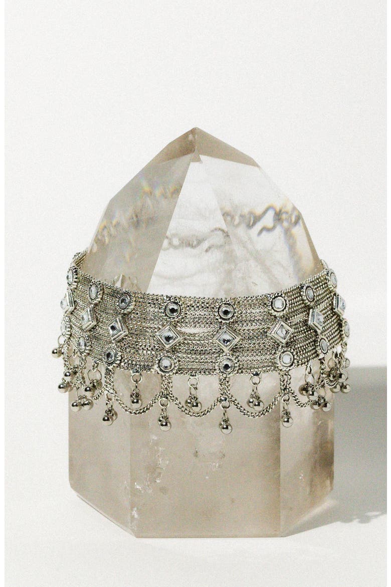 Parvati Goddess Choker Necklace, Alternate, color, SILVER