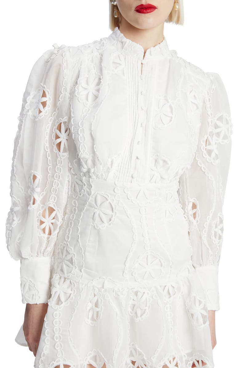 Bardot Remy Long Sleeve Floral Lace Minidress, Alternate, color, Orchid White