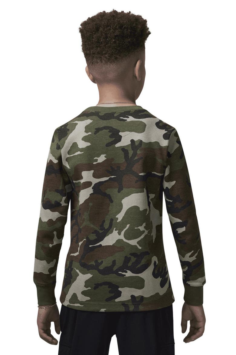 Kids' Brooklyn Essentials Camo Long Sleeve Waffle Knit T-Shirt, Alternate, color, MEDIUM OLIVE