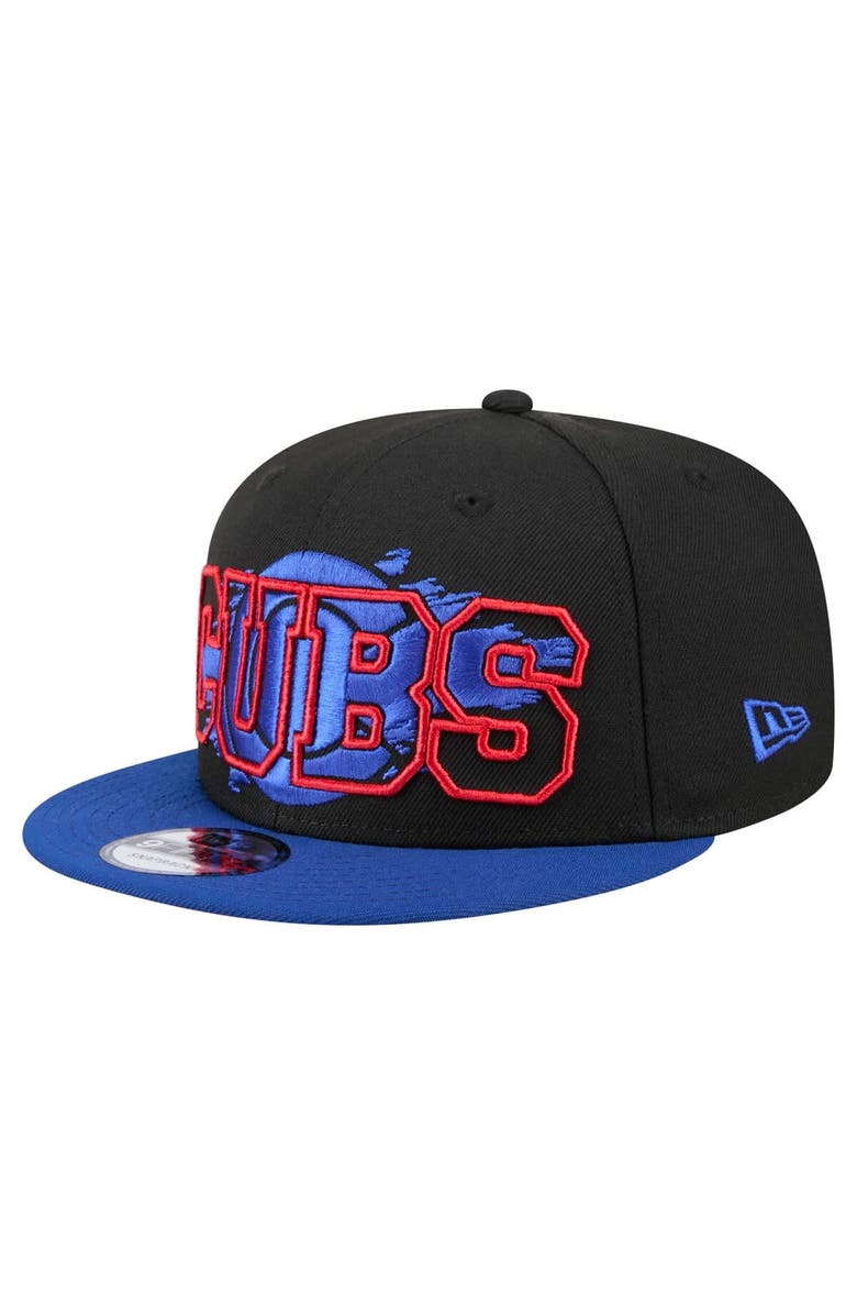 New Era Men's New Era Black Chicago Cubs Splatter 9FIFTY Snapback Hat, Main, color,