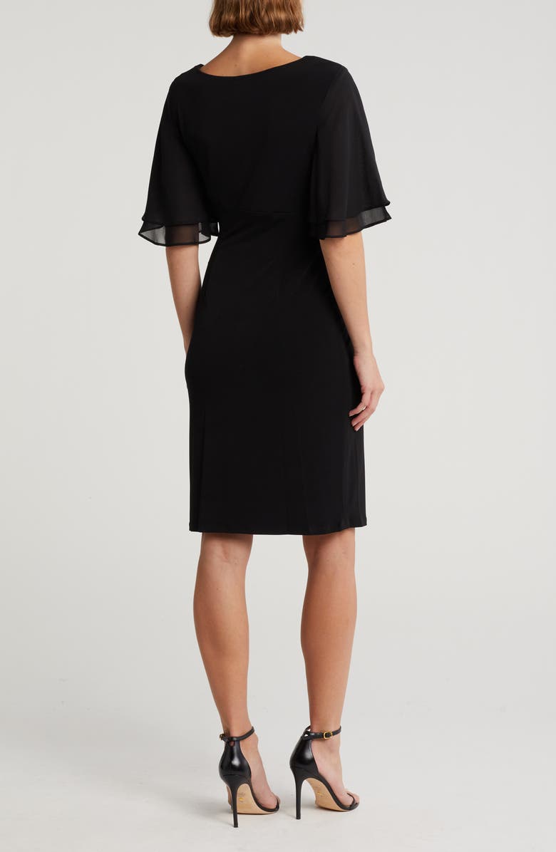 Connected Apparel Ruffle Sleeve Sheath Dress, Alternate, color, Black