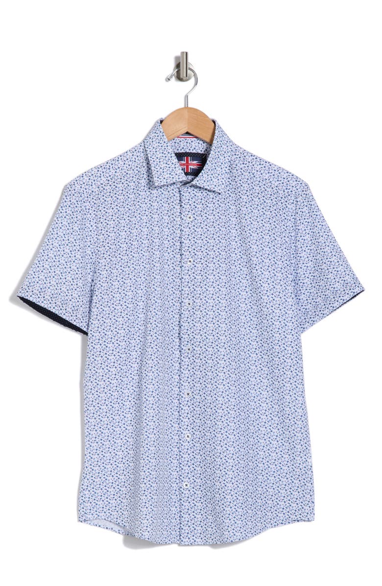 SOUL OF LONDON Stretch Sport Short Sleeve Button-Up Shirt, Alternate, color, White/ Blanc