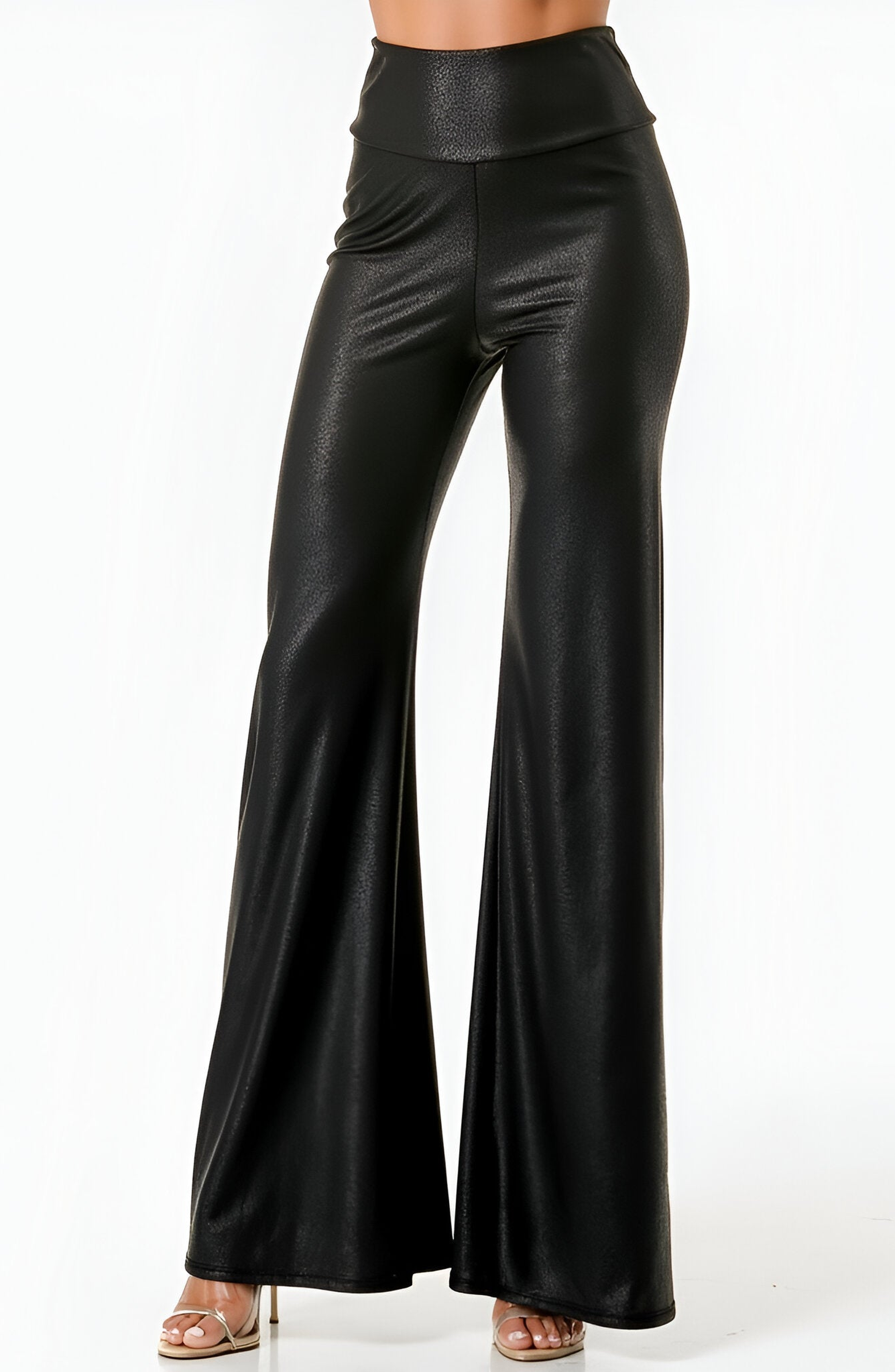 High Waist Wide-Leg Pants with Flared Silhouette