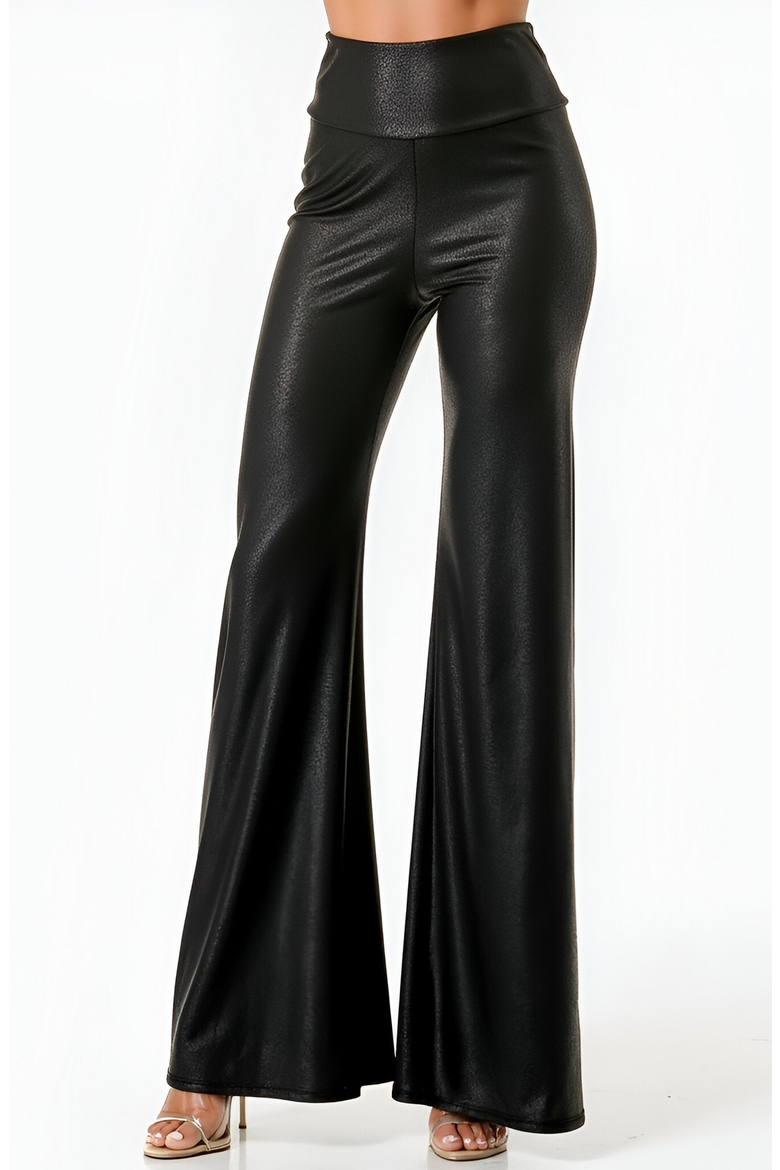 High Waist Wide-Leg Pants with Flared Silhouette, Main, color, Black