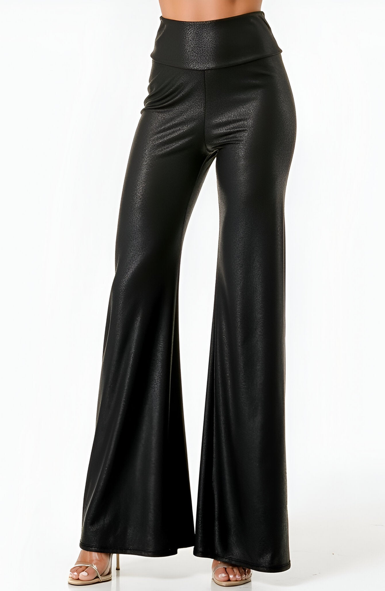 Modenaire High Waist Wide-Leg Pants with Flared Silhouette, Main, color, Black