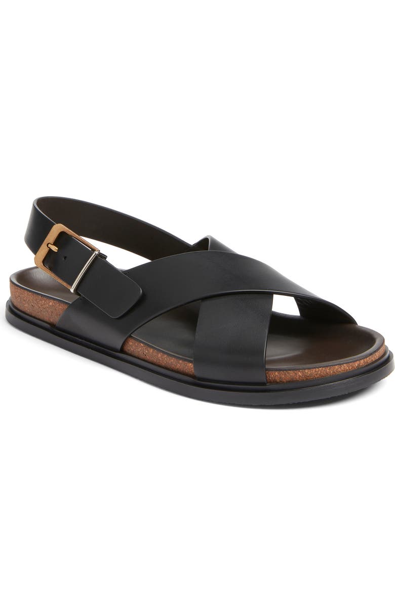 The Row Buckle Crisscross Sandal, Main, color, Black