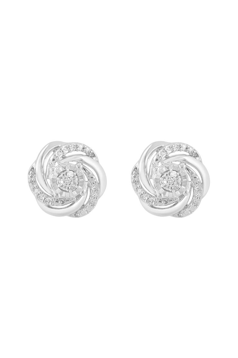 Diamond Swirl Stud Earrings, Alternate, color, WHITE