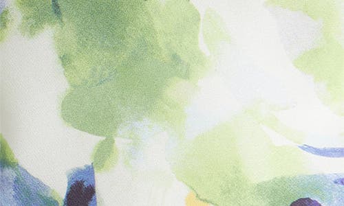 Tahari Asl Watercolor Cowl Neck Satin Top In Fern Watercolor