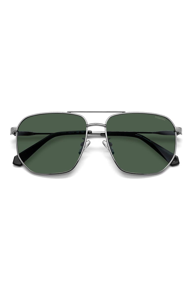59mm Polarized Rectangular Sunglasses, Main, color, RUTHENIUM/ GREEN POLARIZED