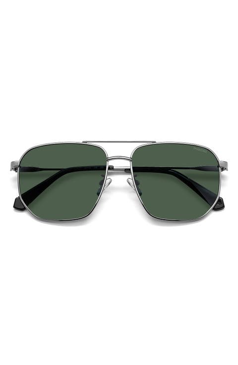 59mm Polarized Rectangular Sunglasses