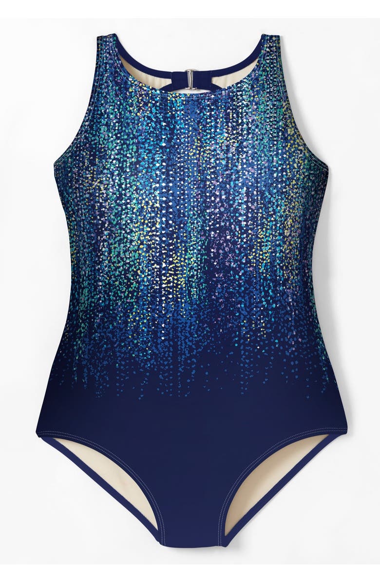 Swim 365 High-Neck One Piece, Alternate, color, Navy Multi