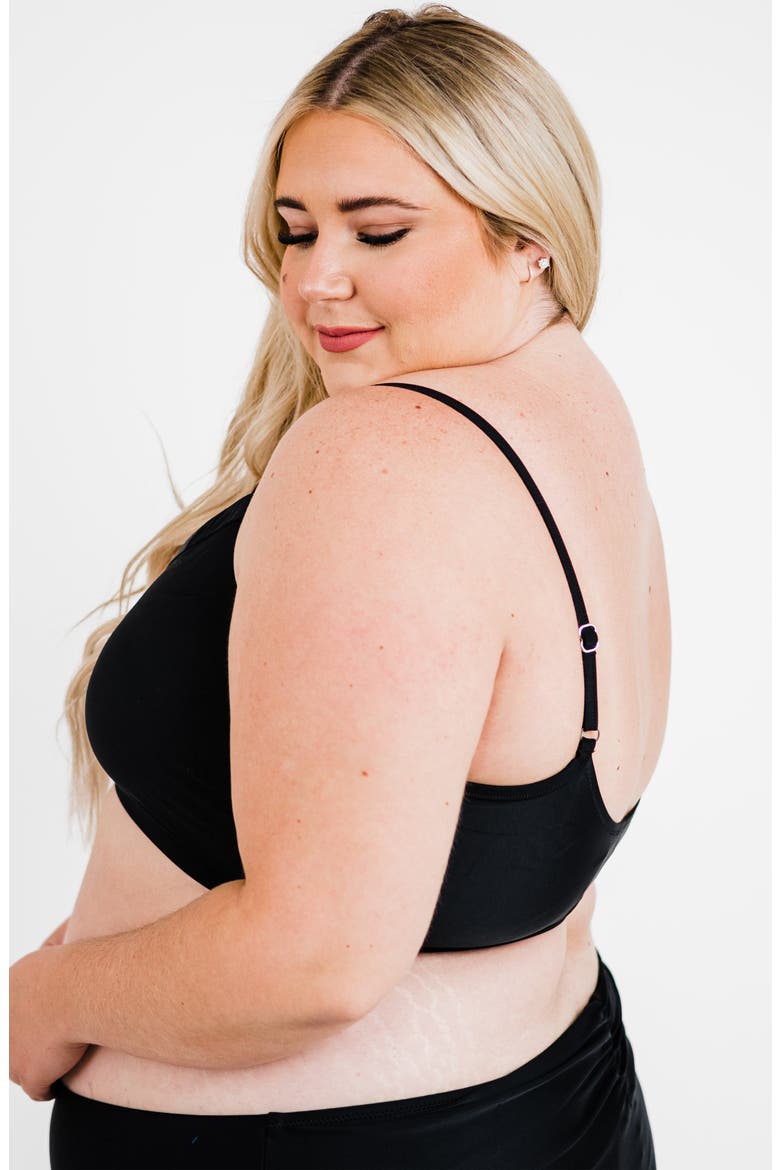 Plus Sized Adjustable Strap Swim Bra, Alternate, color, Black