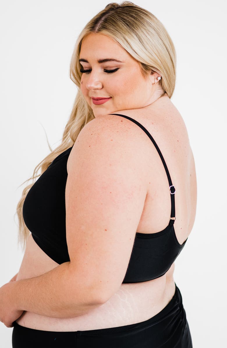 Calypsa Plus Sized Adjustable Strap Swim Bra, Alternate, color, Black