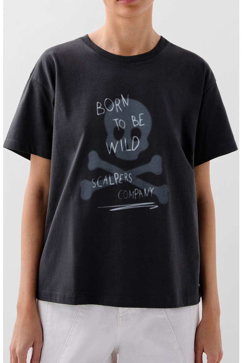Blurry Skull Tee, Main, color, Darkgrey