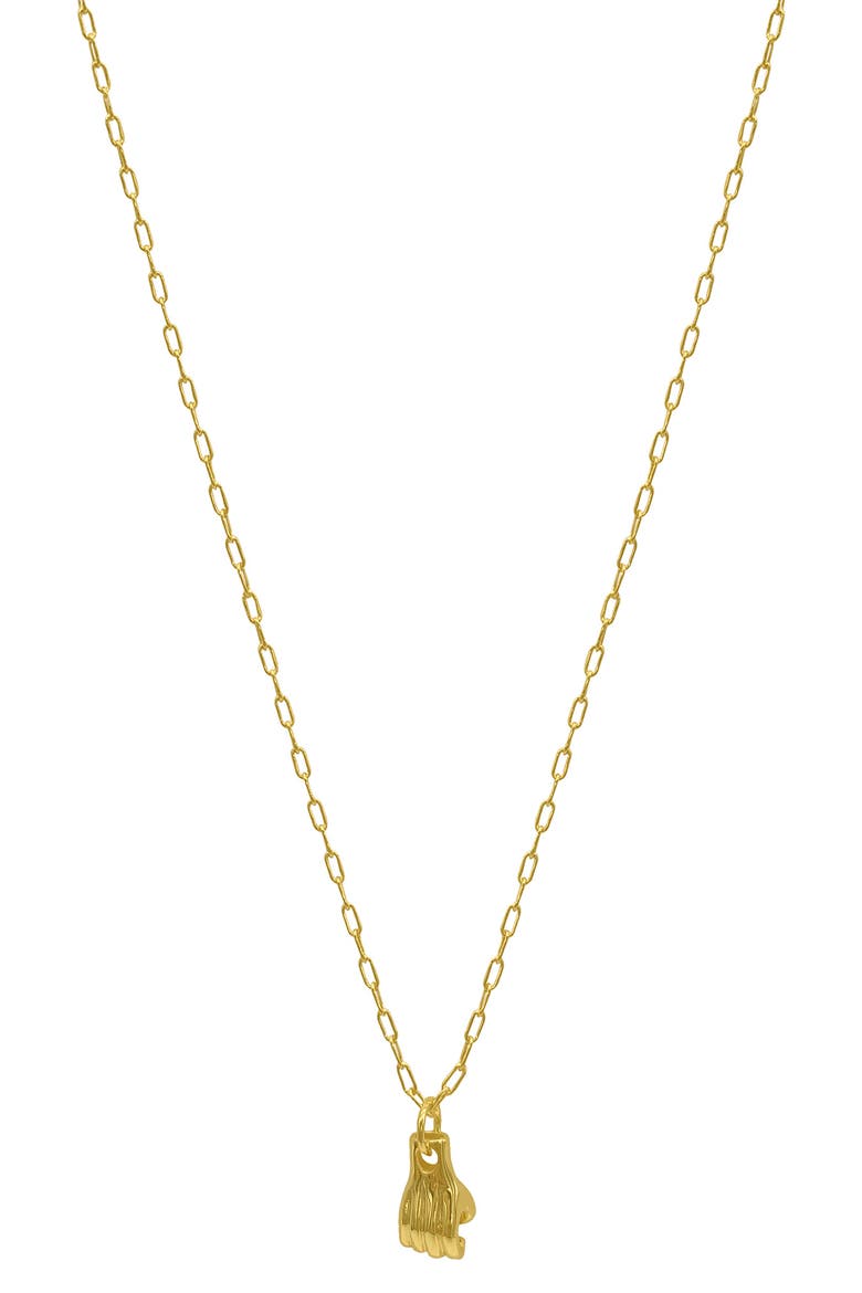 14K Gold Vermeil Mighty Hand Pendant Necklace, Main, color, YELLOW