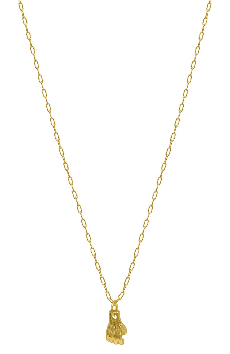 Adornia 14K Gold Vermeil Mighty Hand Pendant Necklace, Main, color,