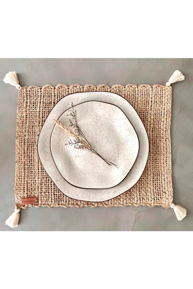 Rectangular Placemat with Tassels - Set of 4, Alternate, color, Brown