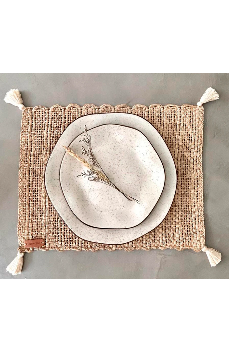 Tallo de Olivo Rectangular Placemat with Tassels - Set of 4, Alternate, color, Brown