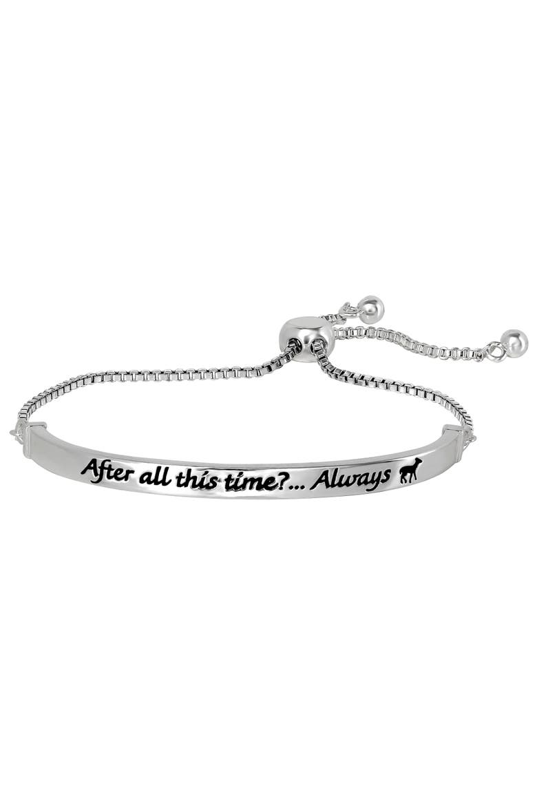 Snape's Silver Plated Love Always Bar Lariat Bracelet, 8.5", Main, color, Silver