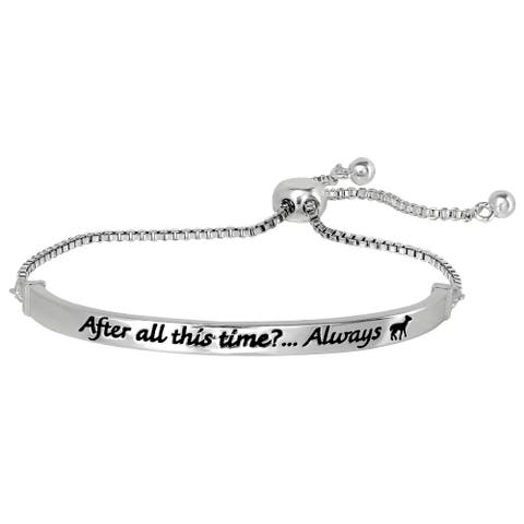 Snape's Silver Plated Love Always Bar Lariat Bracelet, 8.5"