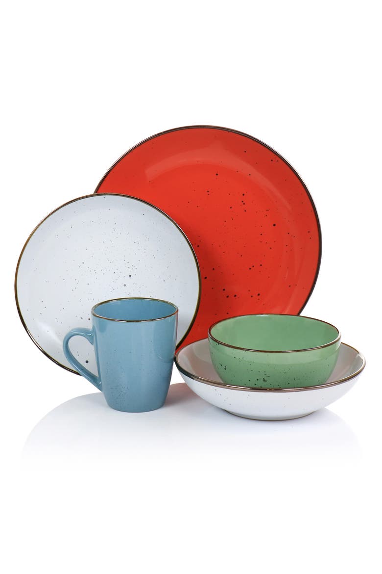 Evelyn 20 Piece Mix and Match Stoneware Dinnerware Set, Alternate, color, White