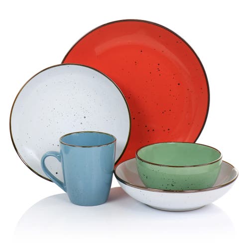 Elama Evelyn 20 Piece Mix And Match Round Stoneware Dinnerware Set In Multi