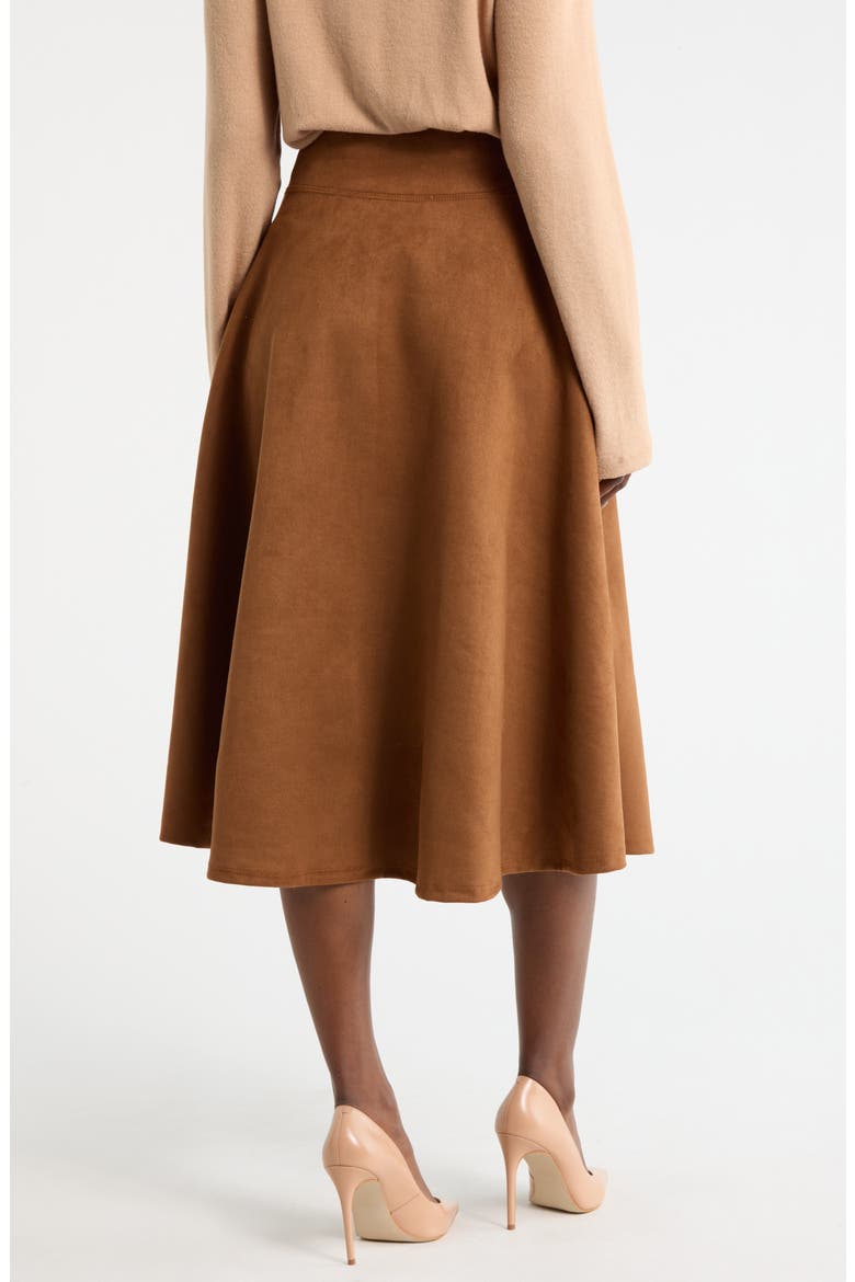 Faux Suede Flare Skirt, Alternate, color, CAMEL