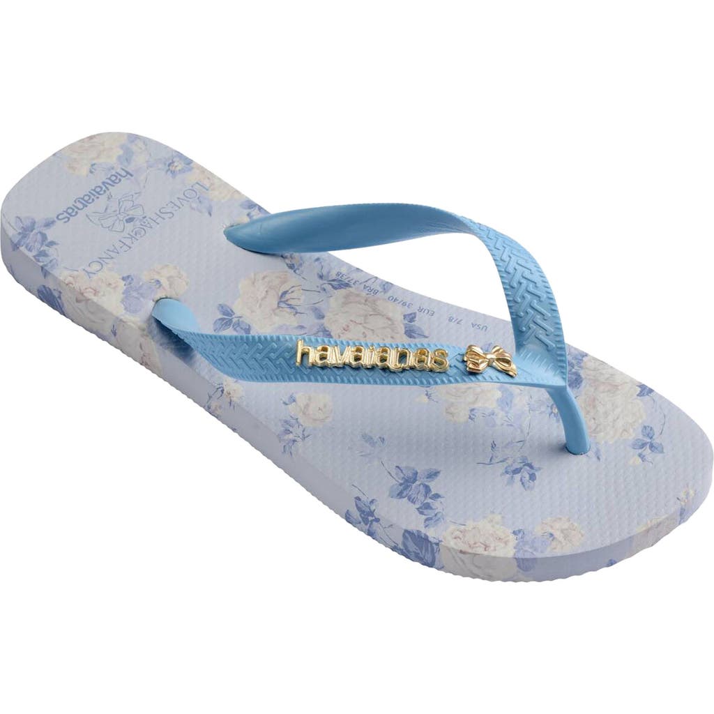 Havaianas X Loveshackfancy Kids' Rosettes Flip Flop In Blue