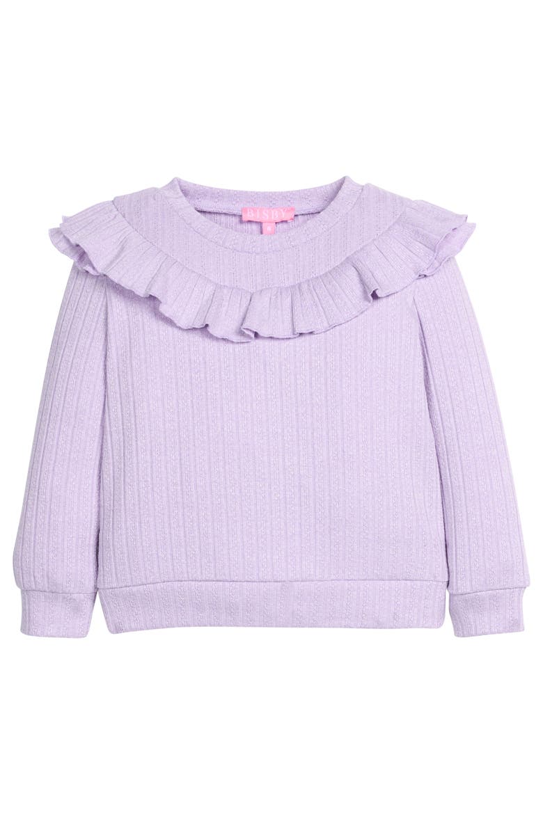 Kids' Ruffled Jody Top, Main, color, Lilac Cableknit
