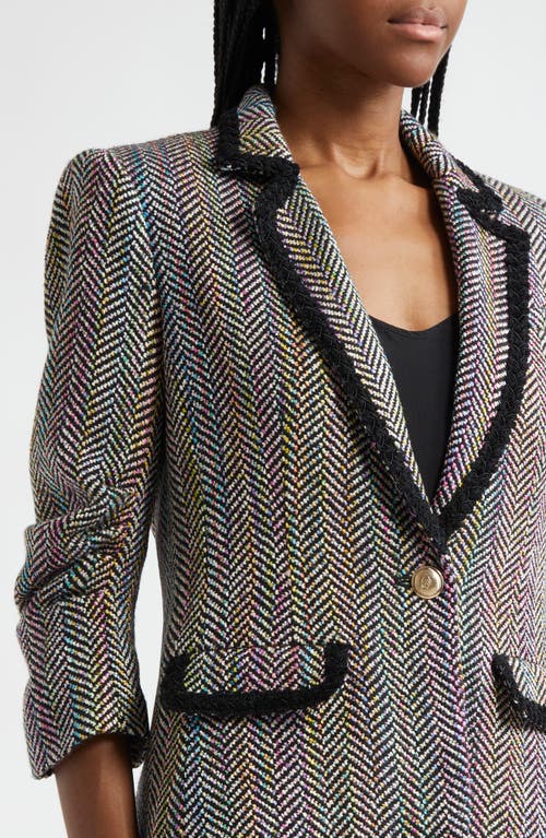 Cinq À Sept Khloe Bouclé Blazer In Black Multi