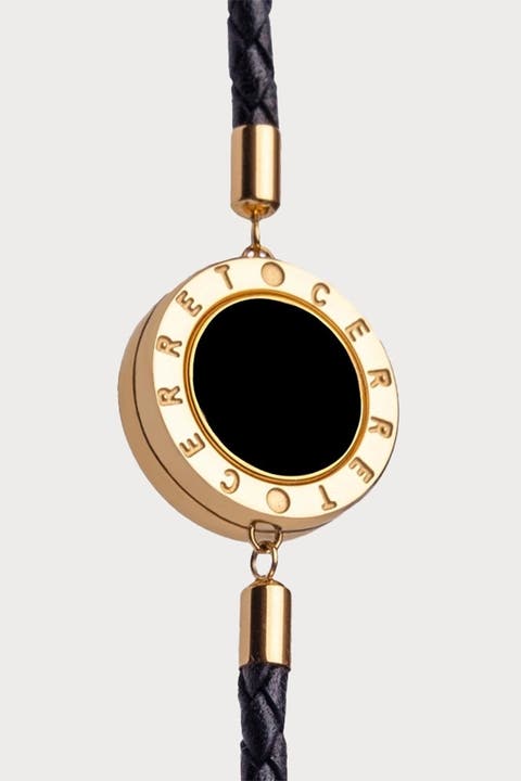 24K Gold Plated With Black Enamel Luxury Safety Bracelet
