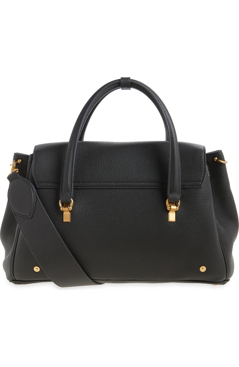 Thom Browne Bolton Pebble Grain Leather Satchel, Alternate, color, Black