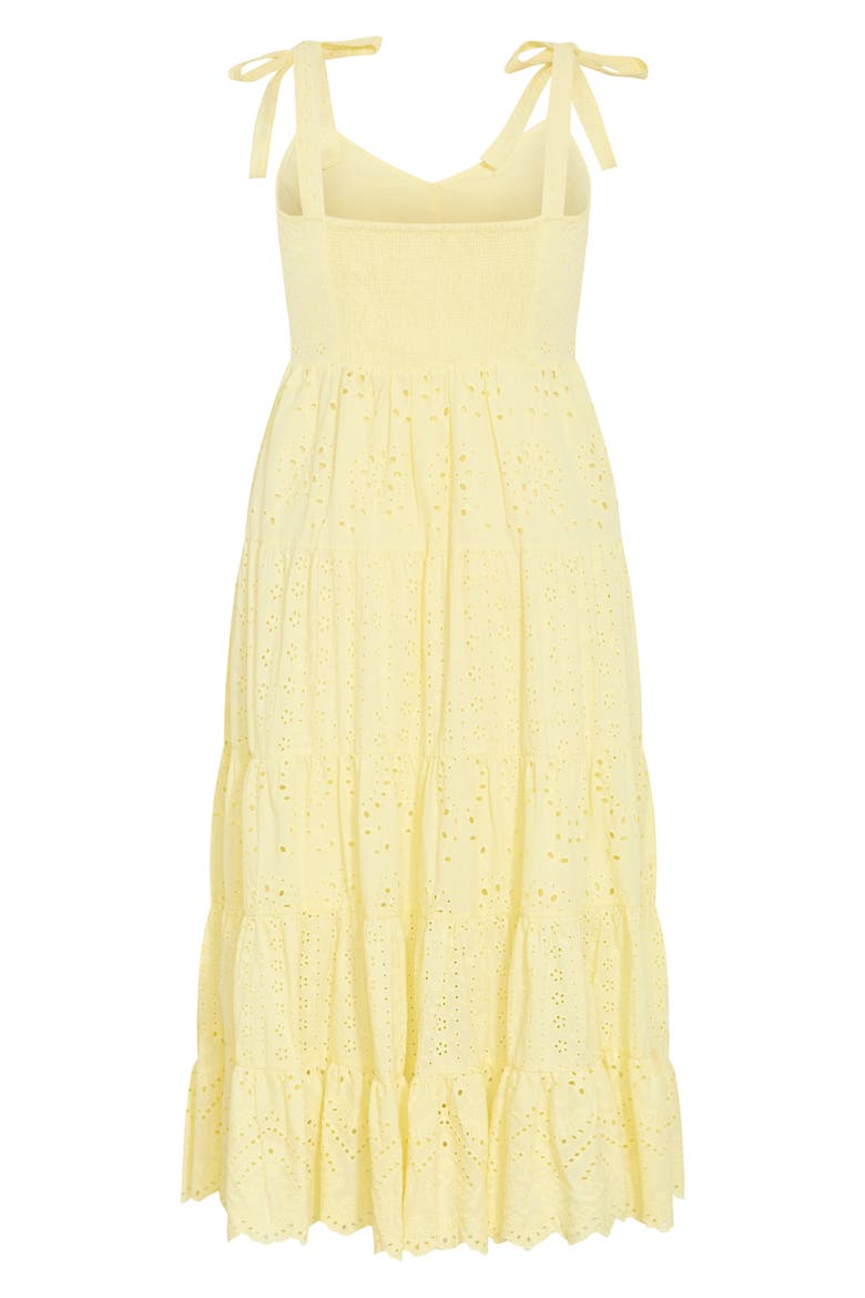 Allegra Eyelet Lace Midi Sundress, Alternate, color, LEMON DROP