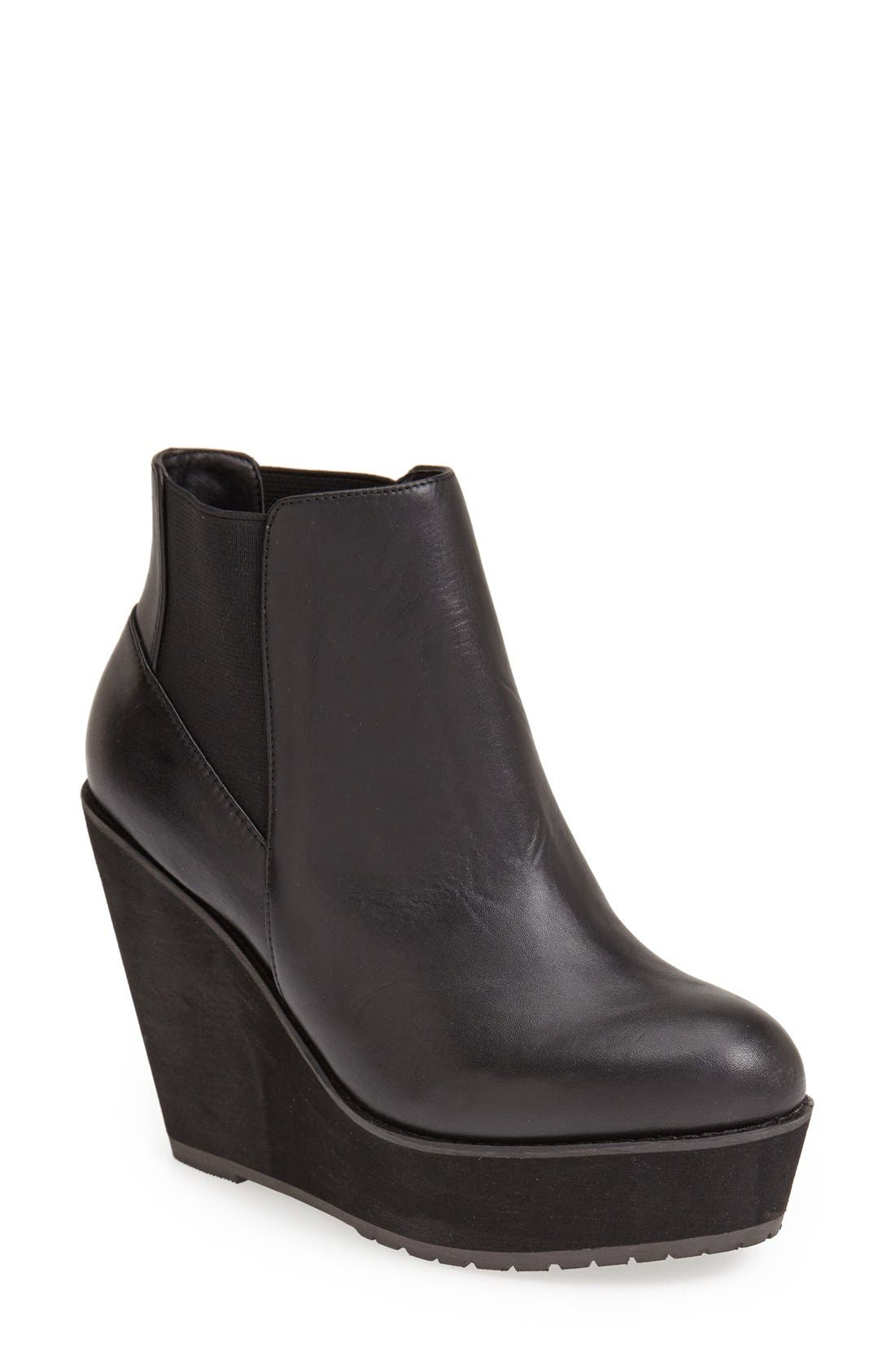 'Campalto' Wedge Platform Boot, Main, color, BLACK LEATHER