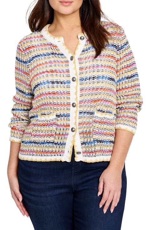 Coastal Stripe Cotton Blend Sweater (Plus)