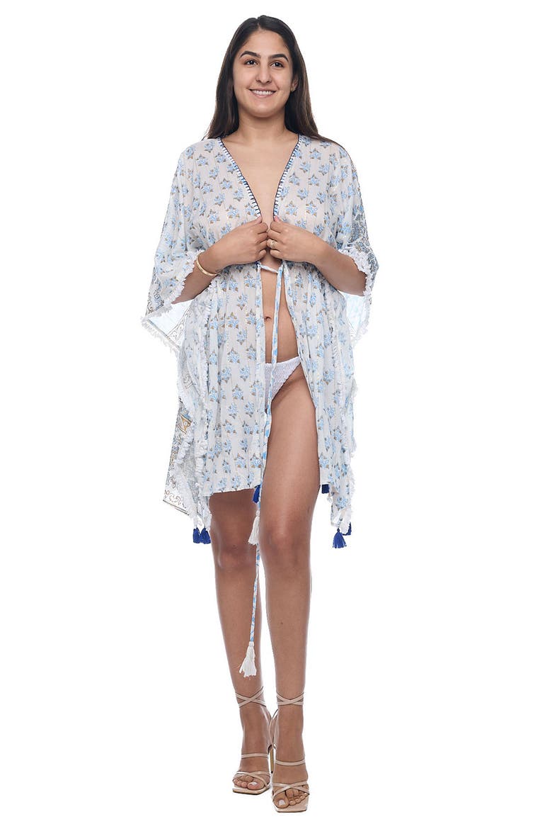 Floral Tassel Trim Cover-Up, Alternate, color, WHITE