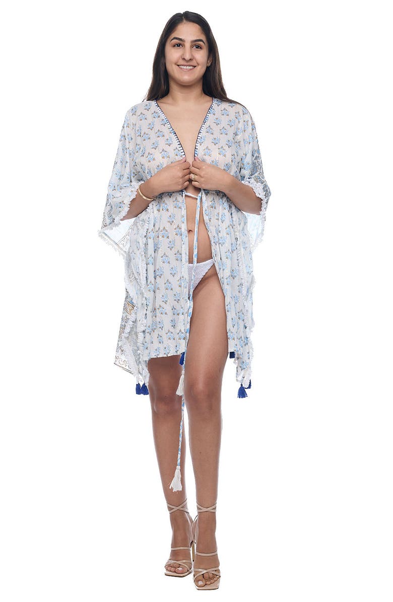 RANEES Floral Tassel Trim Cover-Up, Alternate, color, White