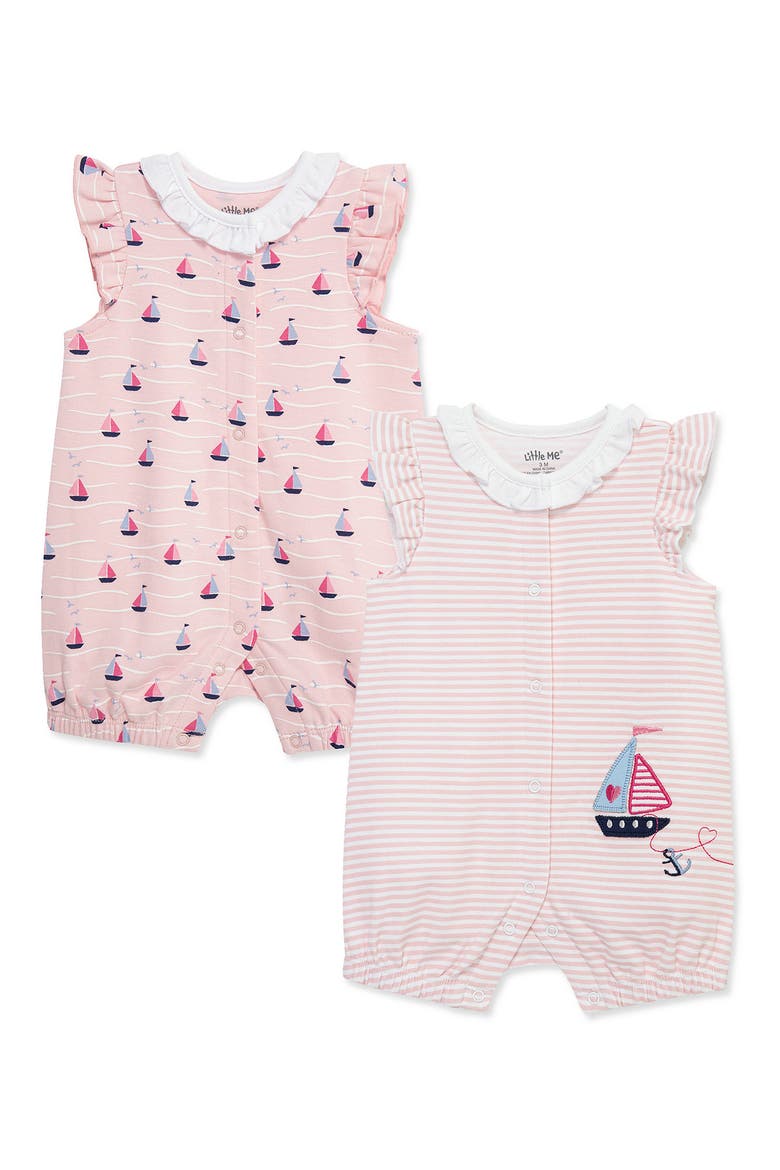 Assorted 2-Pack Rompers, Main, color, PINK BOATS