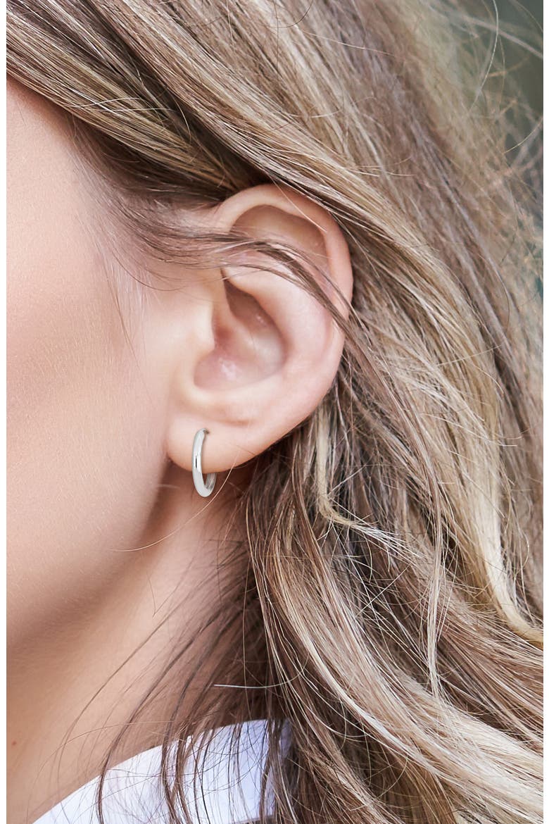 14K White Gold 13mm Hoop Earrings, Alternate, color, WHITE GOLD