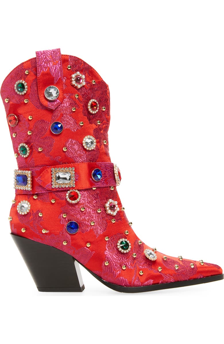 AZALEA WANG Diligent Embroidered Western Boot, Alternate, color, Red