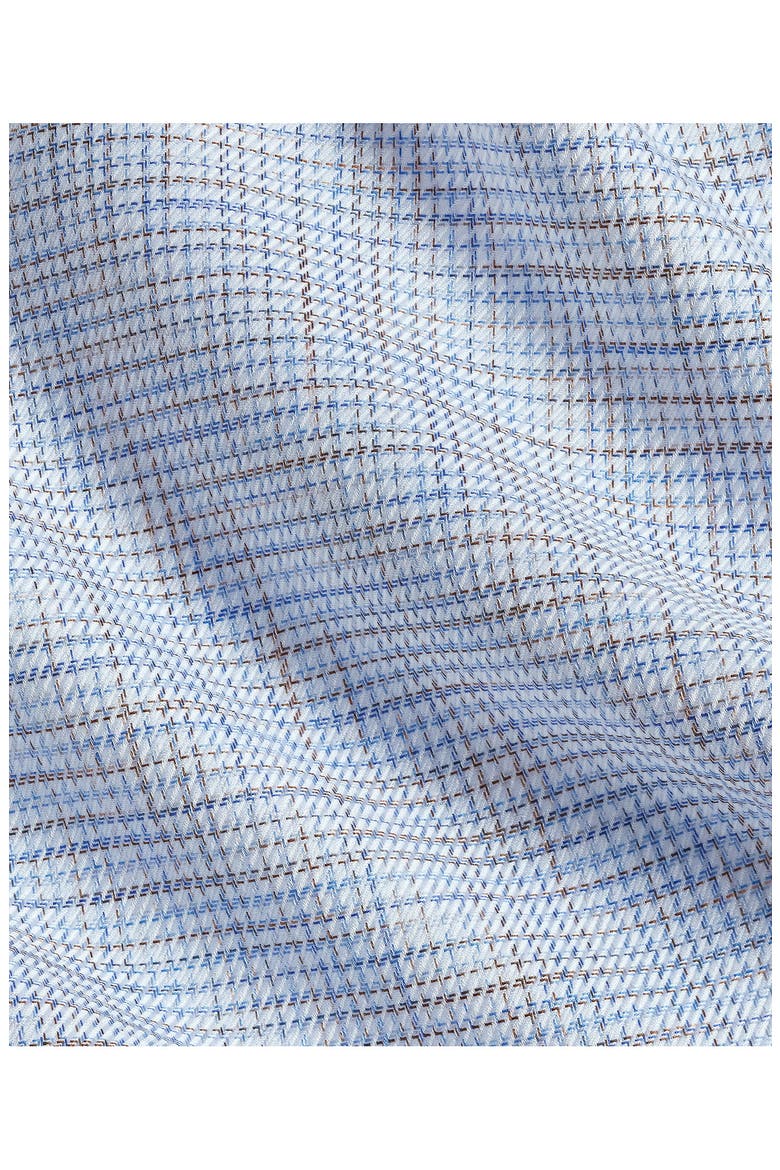 Trim Fit Check Pima Cotton Dress Shirt, Alternate, color, BLUE/ CHOCOLATE